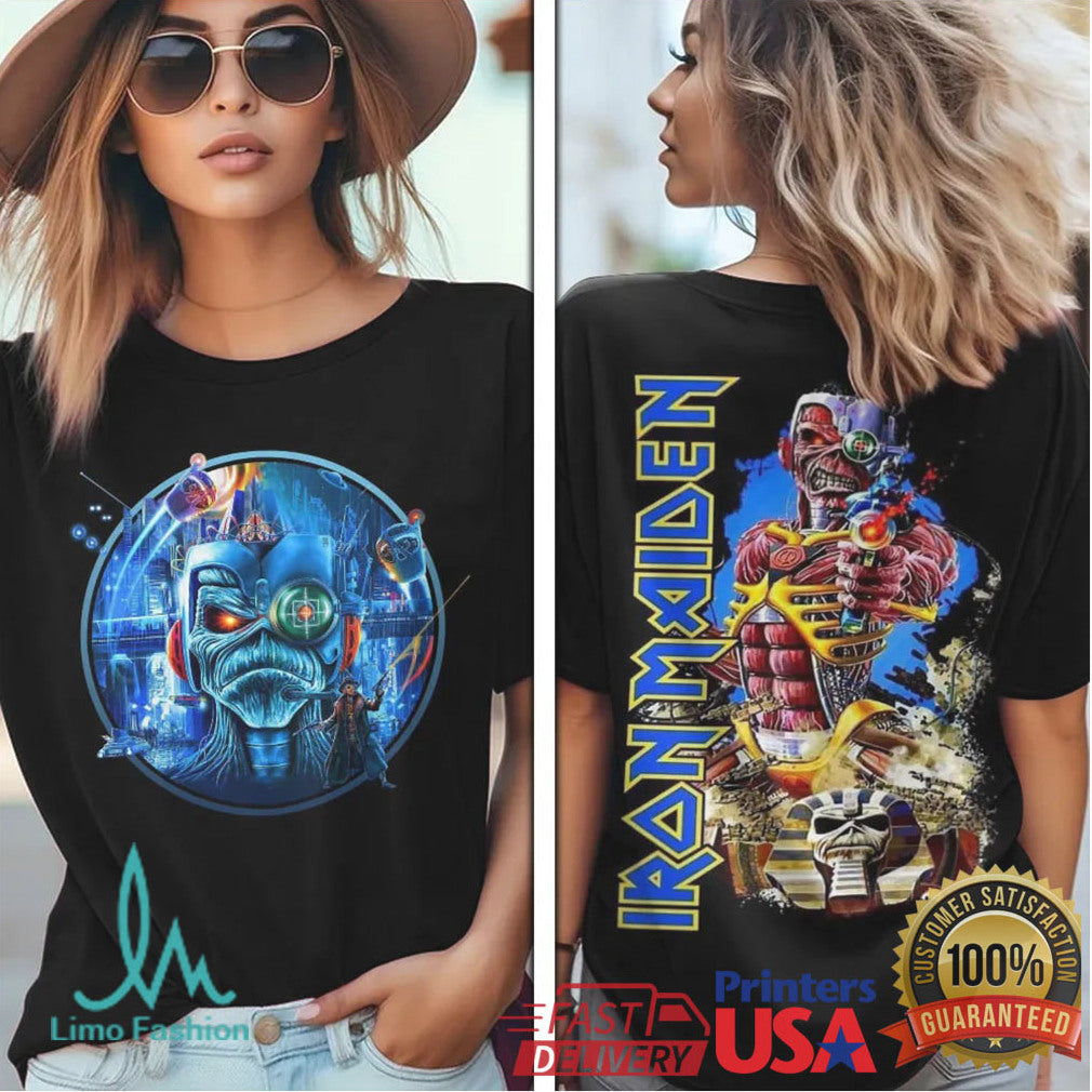 Iron Maiden Eddie Cyborg Somewhere In Time Retro Rock Graphic T Shirt - Limotees LLC