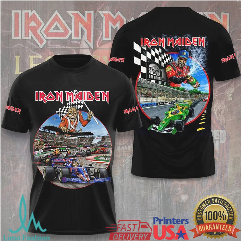 Iron Maiden Interlagos Sao Paulo Brazil Grand Prix Racing Vintage Heavy Metal Music T Shirt - Limotees LLC
