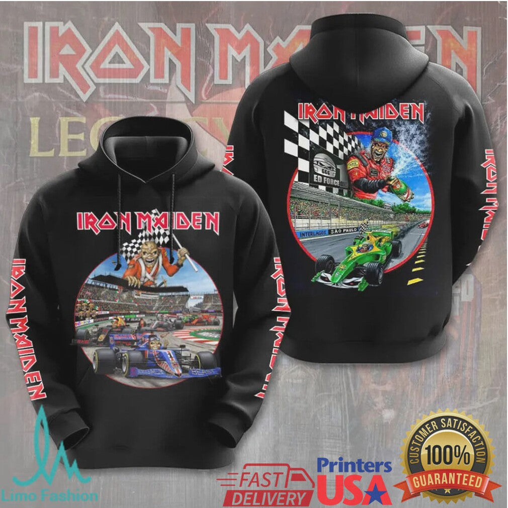 Iron Maiden Interlagos Sao Paulo Brazil Grand Prix Racing Vintage Heavy Metal Music T Shirt - Limotees LLC