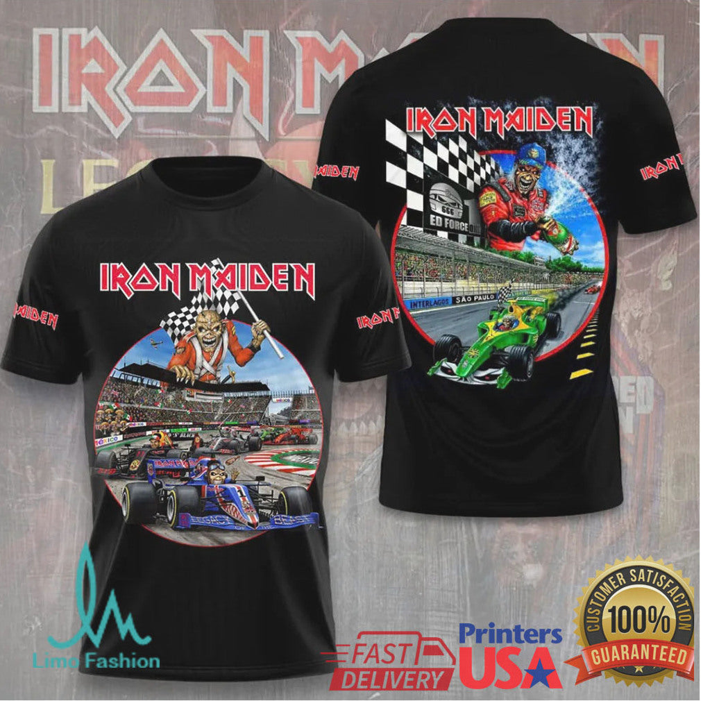 Iron Maiden Interlagos Sao Paulo Brazil Grand Prix Racing Vintage Heavy Metal Music T Shirt - Limotees LLC