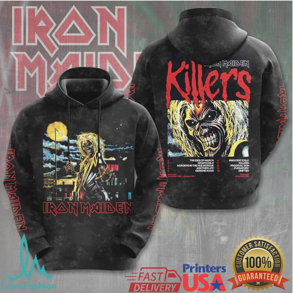 Iron Maiden Killers Album Cover Vintage 1981 Eddie The Head Heavy Metal Fans T Shirt - Limotees LLC
