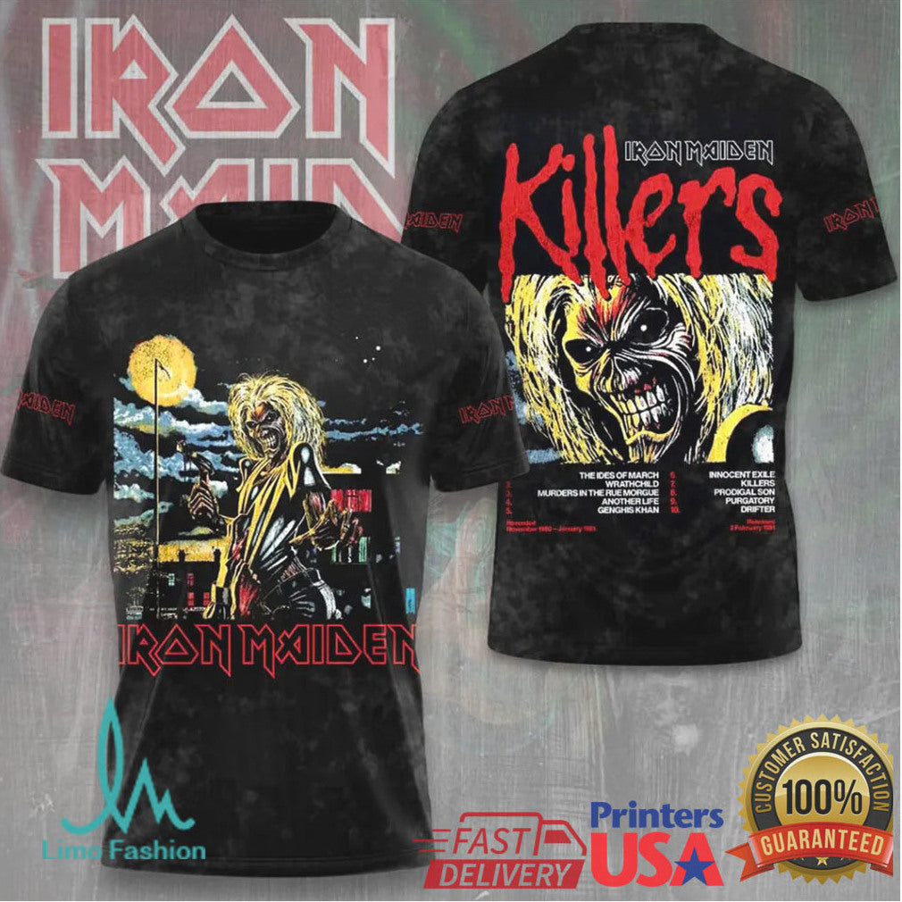 Iron Maiden Killers Album Cover Vintage 1981 Eddie The Head Heavy Metal Fans T Shirt - Limotees LLC