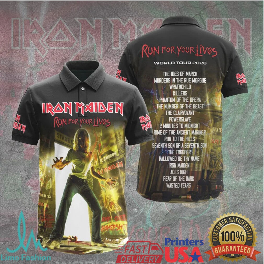 Iron Maiden Run For Your Lives 2026 World Tour Retro Music Fans T Shirt - Limotees LLC