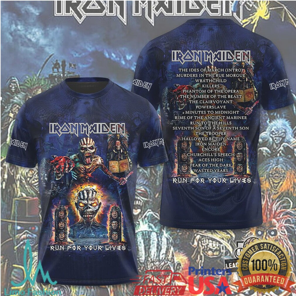 Iron Maiden Run For Your Lives World Tour 2025 2026 All Over Print T Shirt