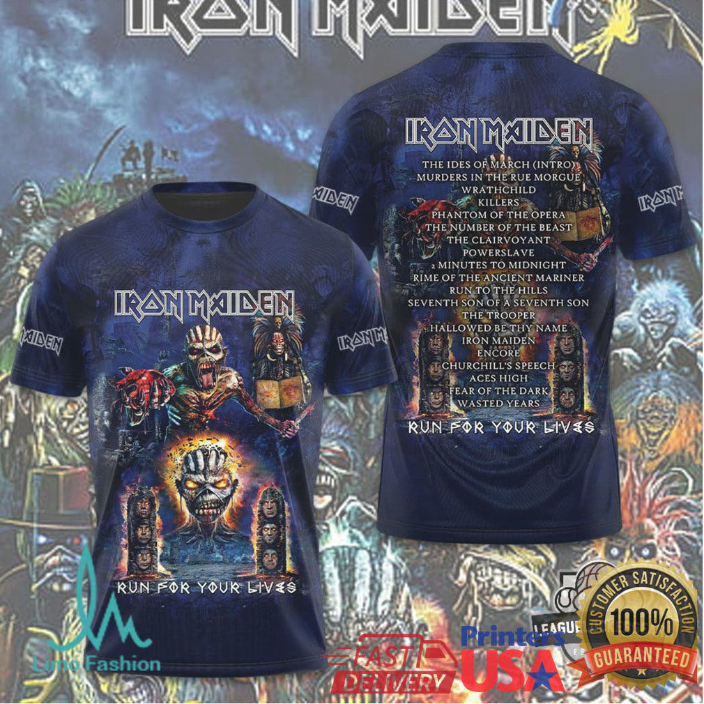 Iron Maiden Run For Your Lives World Tour 2025 2026 All Over Print T Shirt