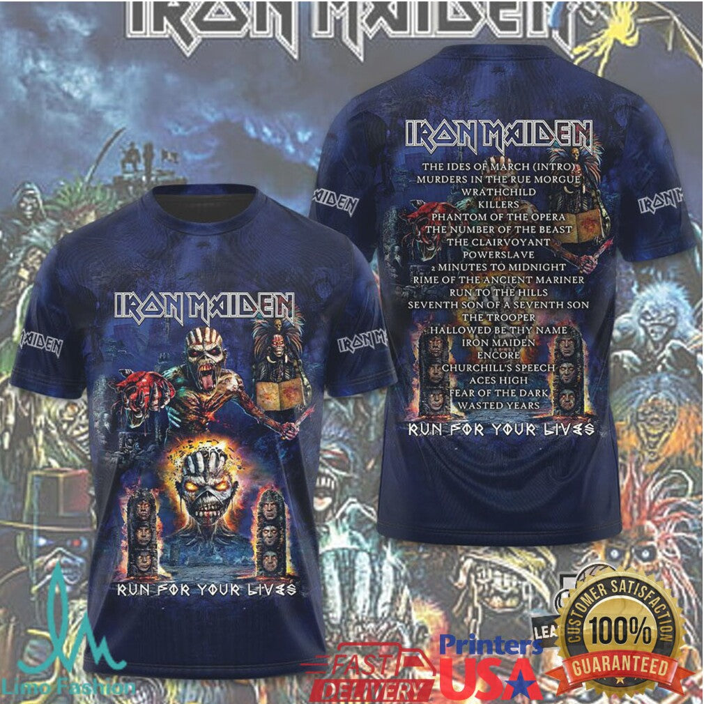Iron Maiden Run For Your Lives World Tour 2025 2026 All Over Print T Shirt