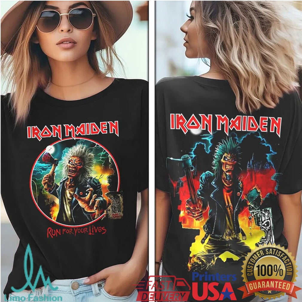 Iron Maiden Run For Your Lives World Tour 2025 Eddie Graphic T Shirt - Limotees LLC