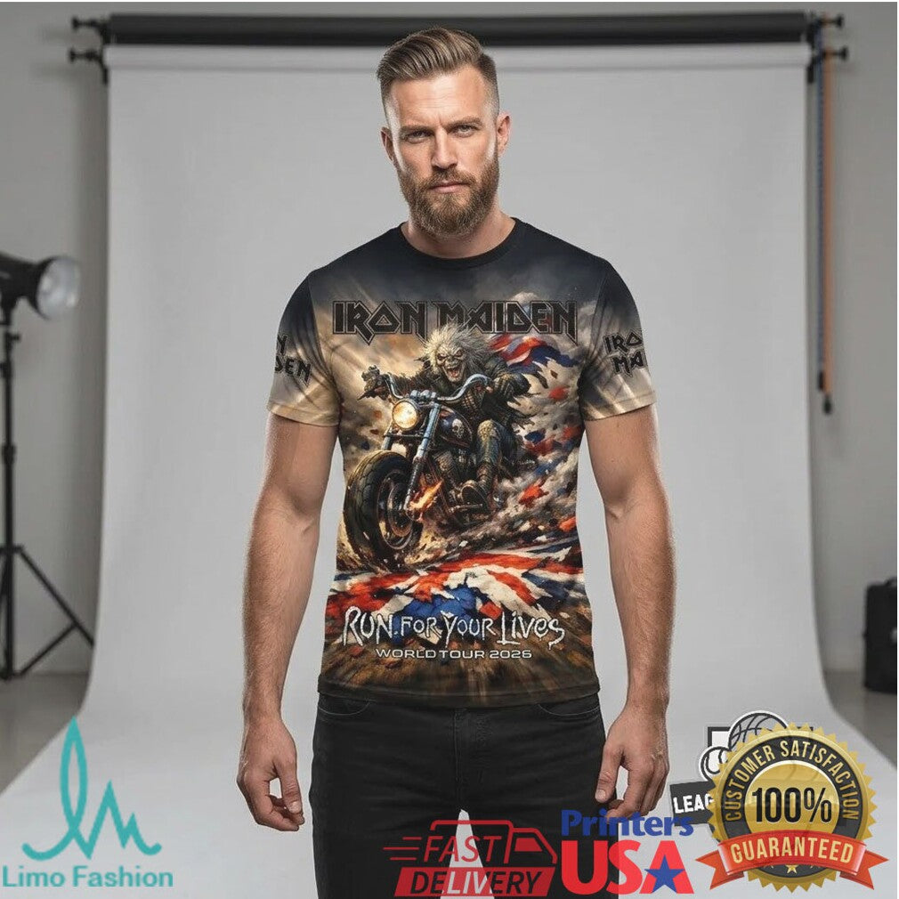 Iron Maiden Run For Your Lives World Tour 2026 All Over Print T Shirt - Limotees LLC