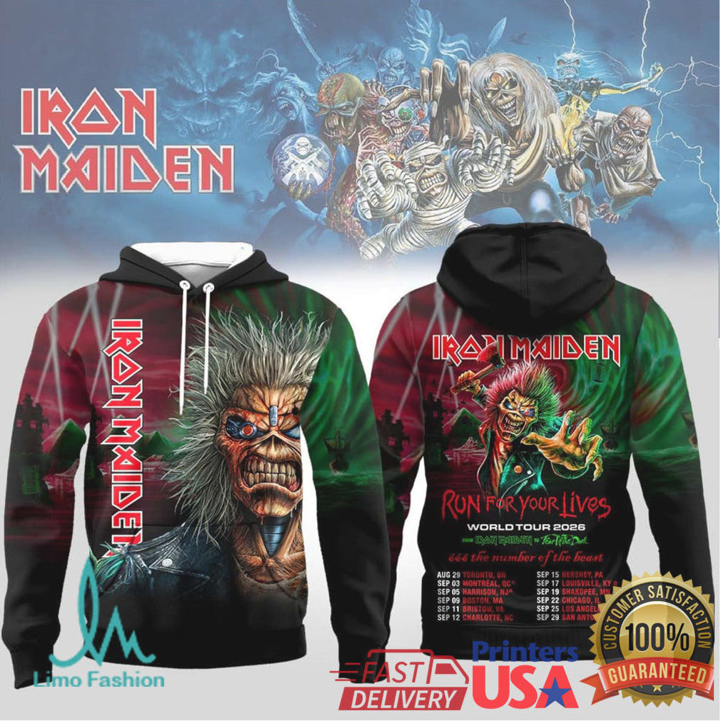 Iron Maiden Run For Your Lives World Tour 2026 Eddie Graphic Tour Shirt - Limotees LLC