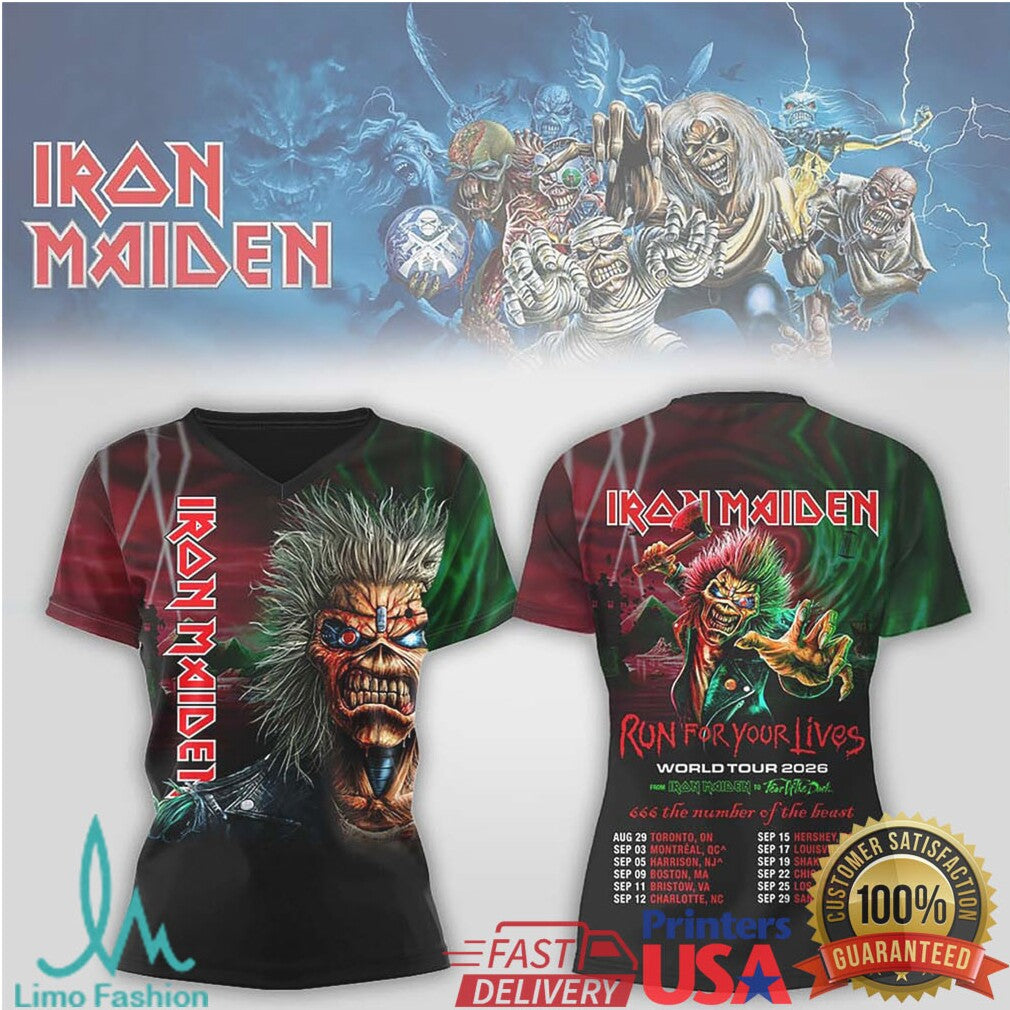 Iron Maiden Run For Your Lives World Tour 2026 Eddie Graphic Tour Shirt - Limotees LLC