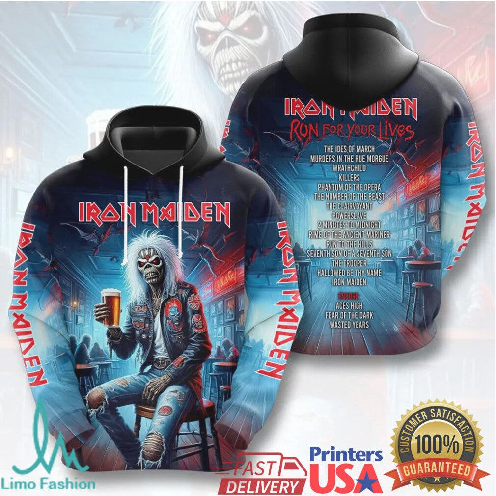 Iron Maiden Run For Your Lives World Tour 2026 Eddie Pub Retro Fans T Shirt - Limotees LLC