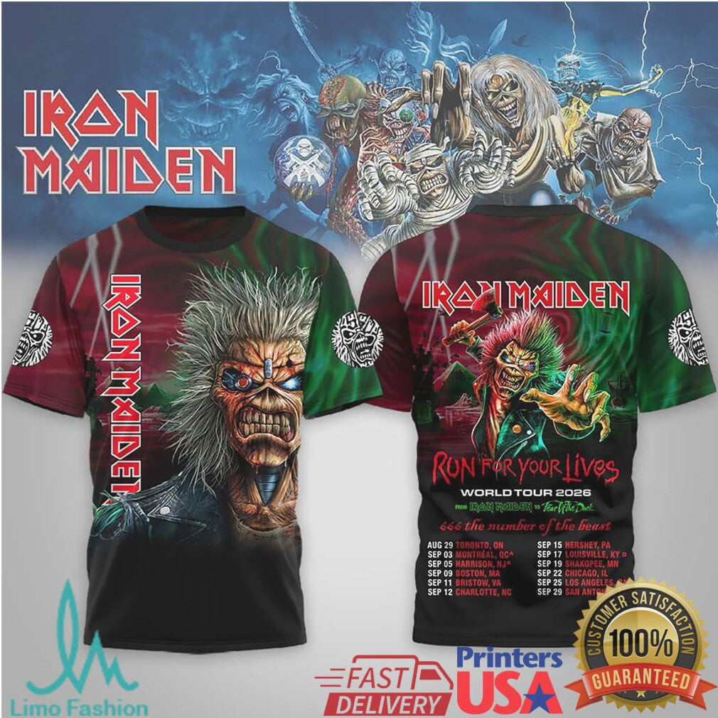 Iron Maiden Run For Your Lives World Tour 2026 Eddie Shirt - Limotees LLC