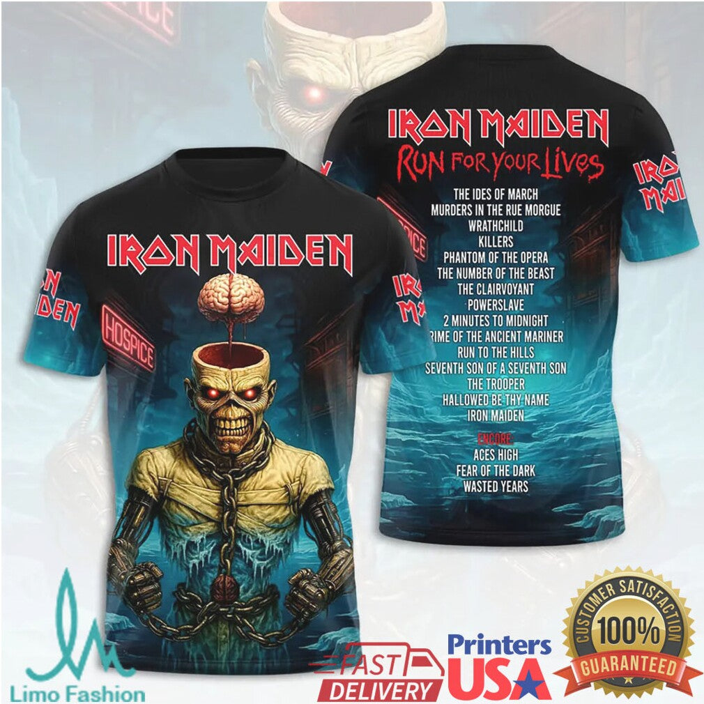 Iron Maiden Run For Your Lives World Tour 2026 Piece of Mind T Shirt - Limotees LLC