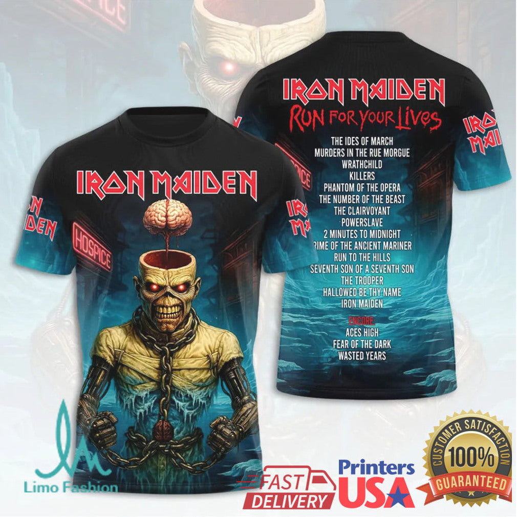 Iron Maiden Run For Your Lives World Tour 2026 Piece of Mind T Shirt - Limotees LLC