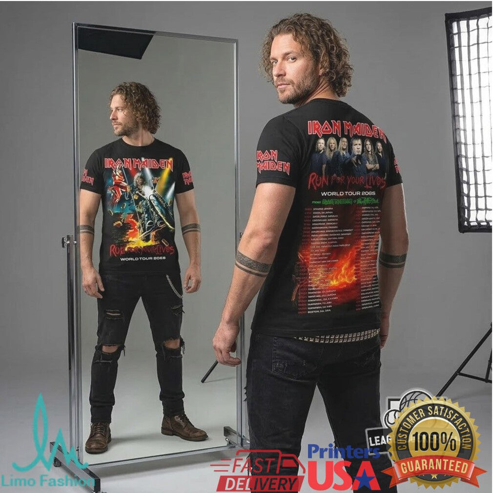 Iron Maiden Run For Your Lives World Tour 2026 T Shirt