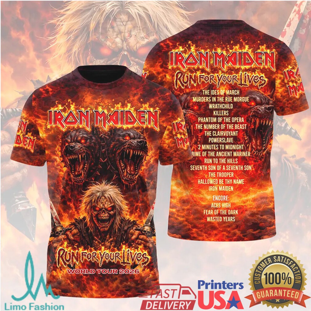 Iron Maiden Run For Your Lives World Tour 2026 Vintage Heavy Metal Fans T Shirt