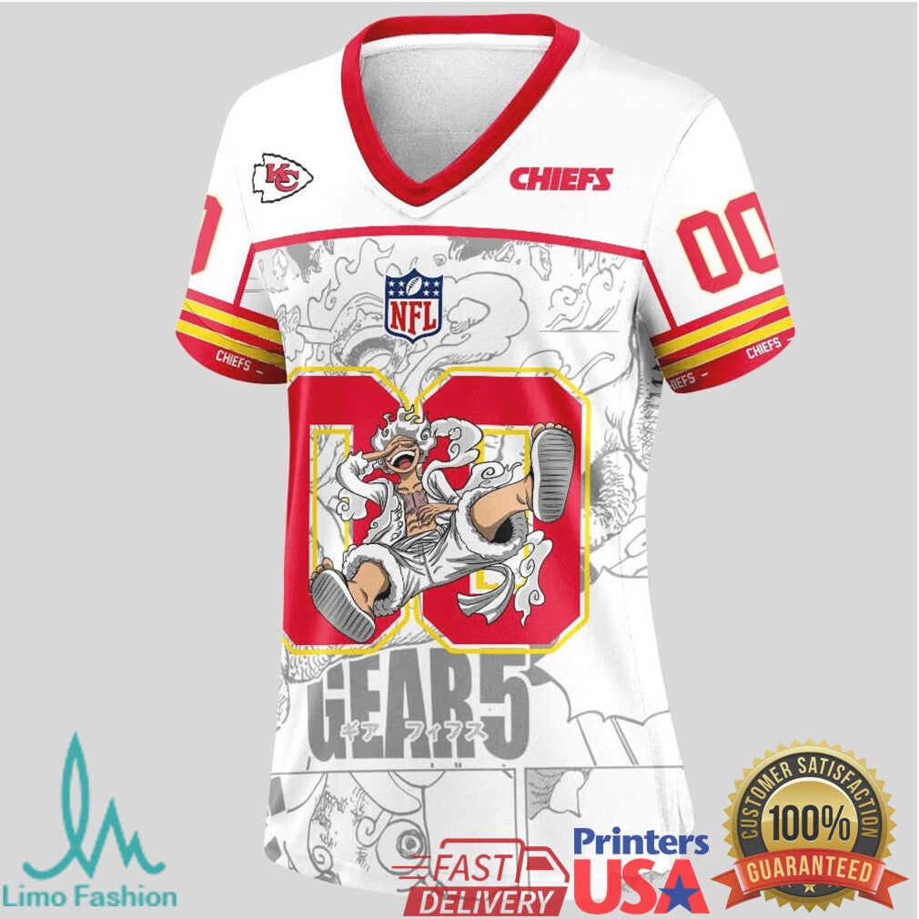 Kansas City Chiefs Official NFL Luffy Gear 5 Special Edition Baseball Jersey Custom Name - Limotees LLC