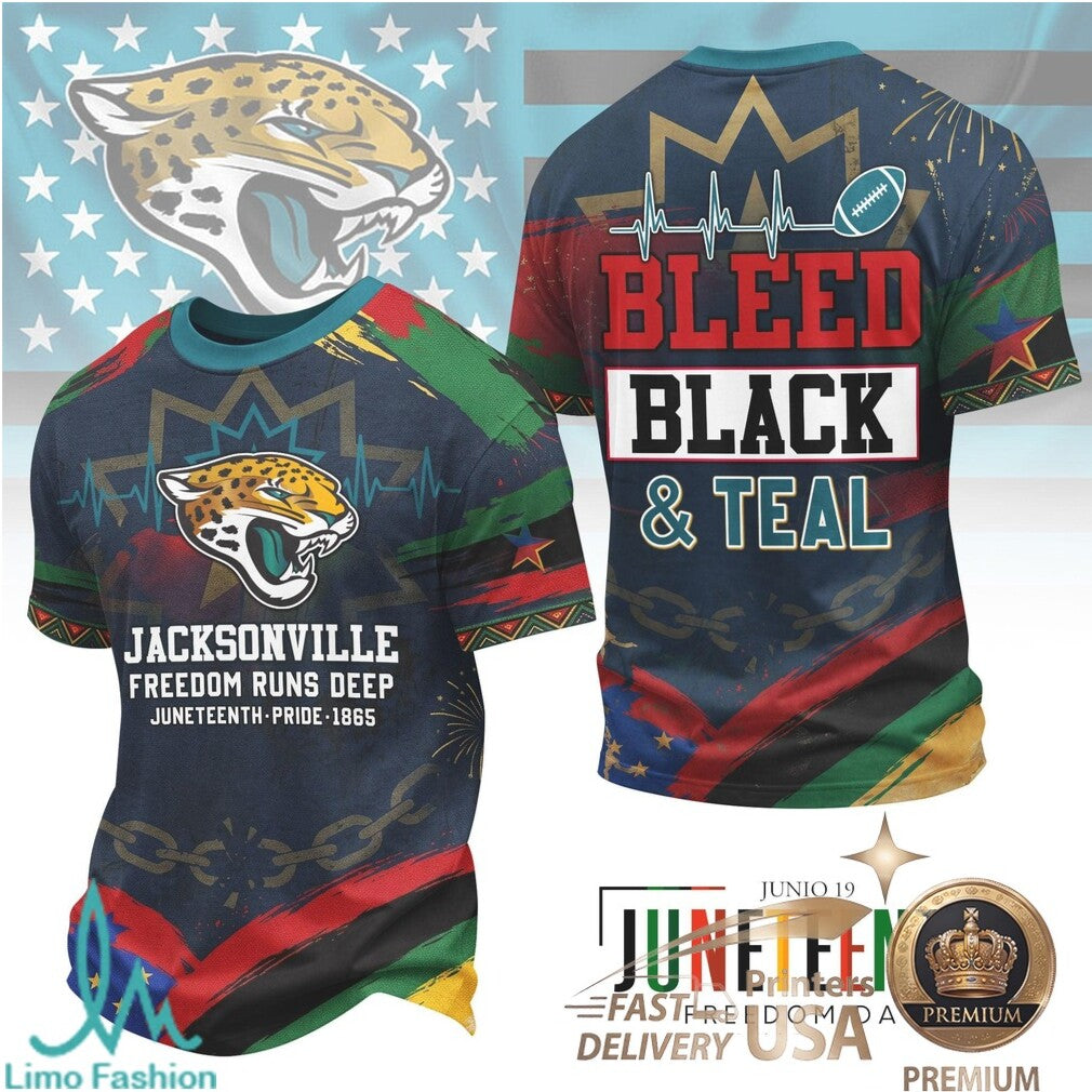 Jacksonville Football Juneteenth Freedom Runs Deep Graphic T Shirt - Limotees LLC