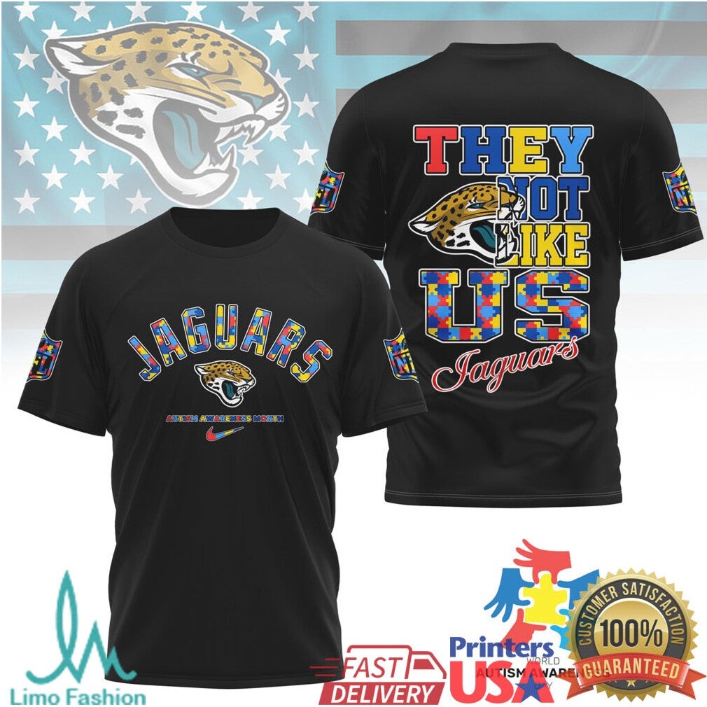 Jacksonville Jaguars Autism Awareness They Not Like Us T Shirt - Limotees LLC
