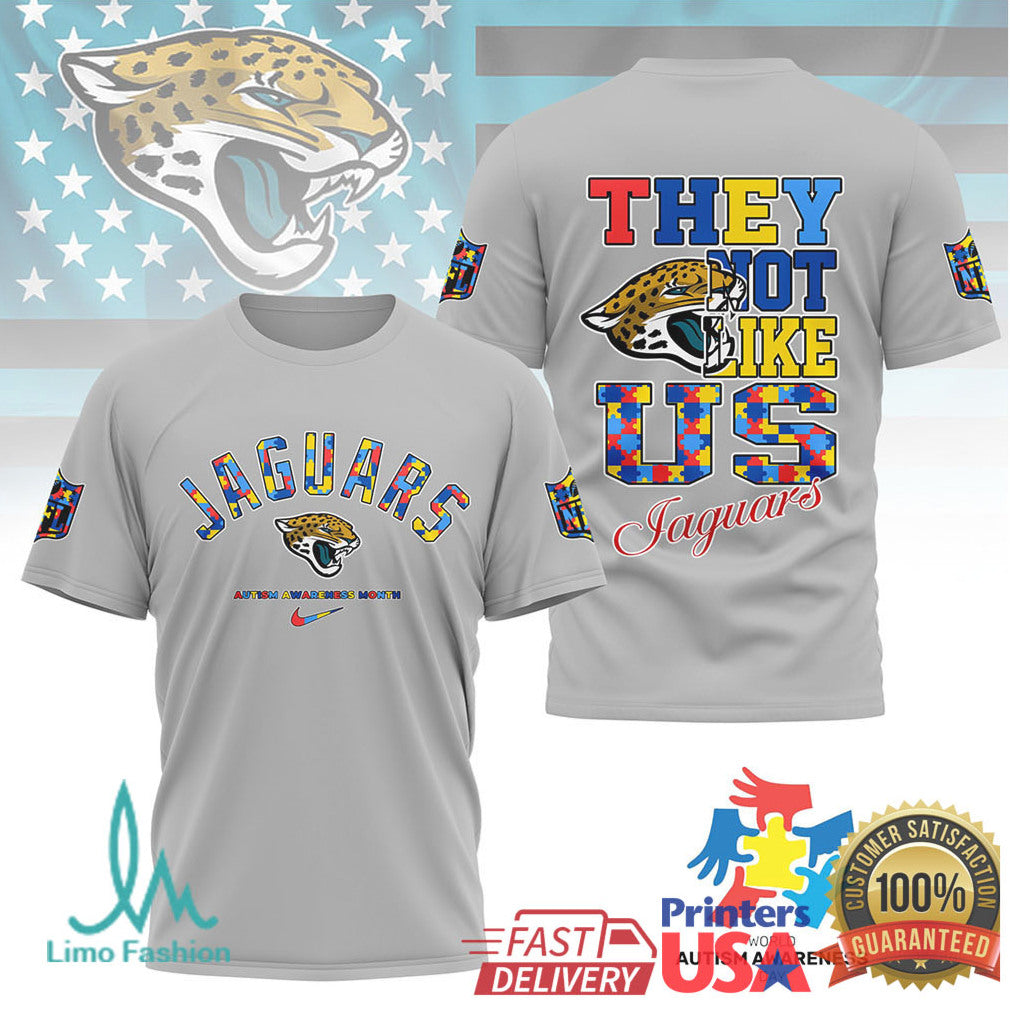 Jacksonville Jaguars Autism Awareness They Not Like Us T Shirt - Limotees LLC