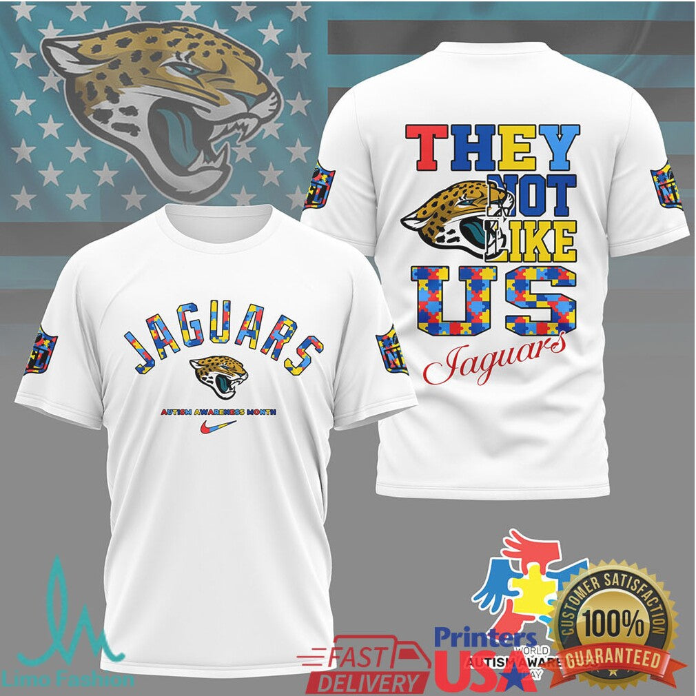 Jacksonville Jaguars Autism Awareness They Not Like Us T Shirt - Limotees LLC