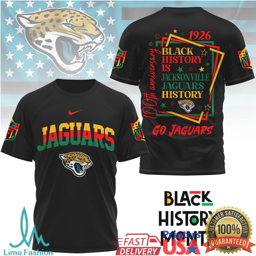 Jacksonville Jaguars Black History Month 100th Anniversary NFL T Shirt - Limotees LLC
