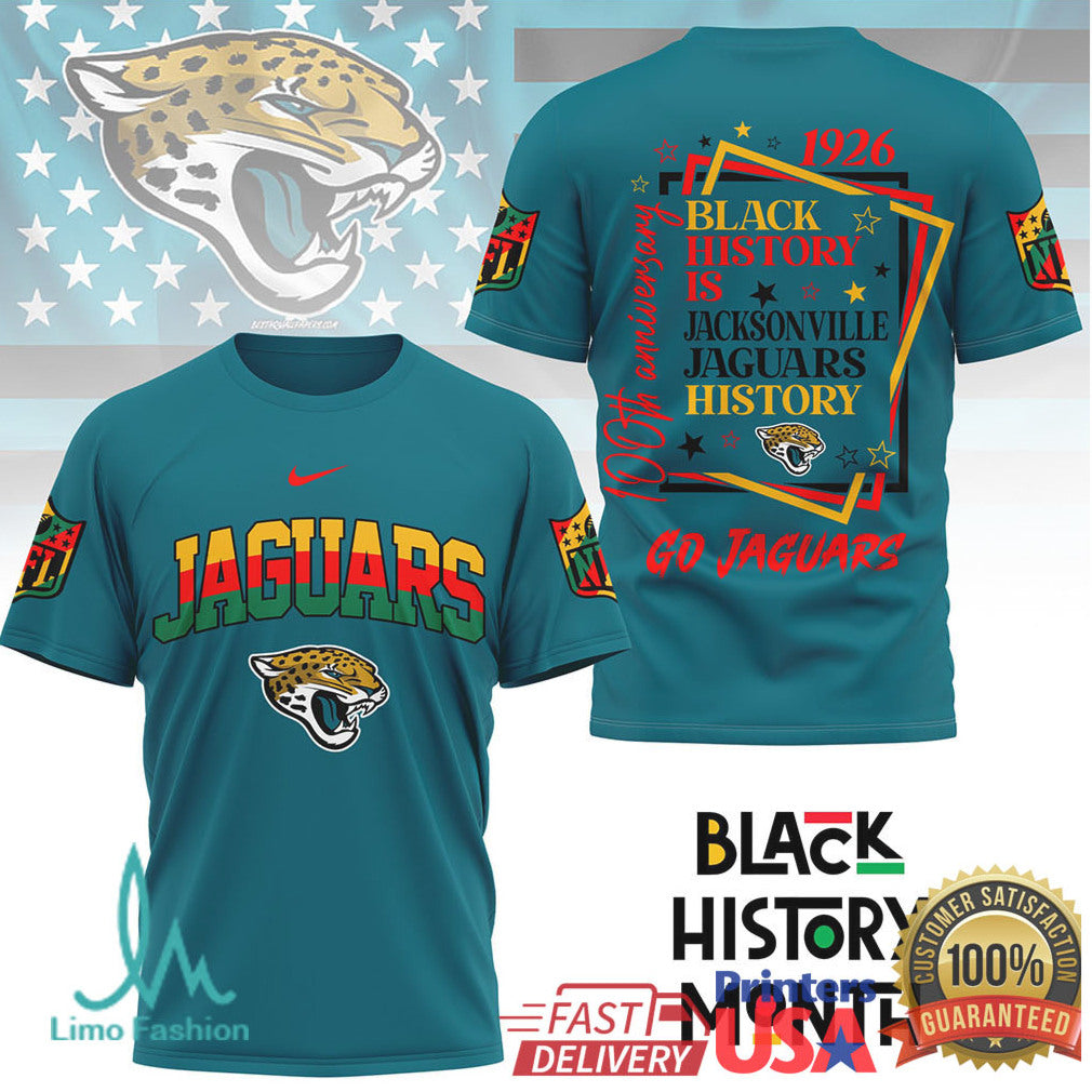 Jacksonville Jaguars Black History Month 100th Anniversary NFL T Shirt - Limotees LLC