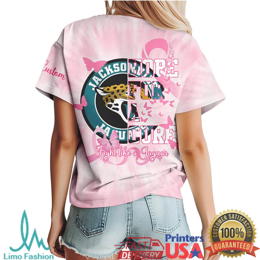 Jacksonville Jaguars Breast Cancer Awareness Pink Angel Wings Custom T Shirt - Limotees LLC