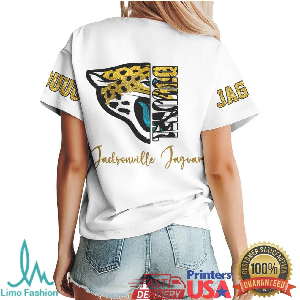 Jacksonville Jaguars Duuuval Glitter Lips Leopard Print Fan T Shirt - Limotees LLC