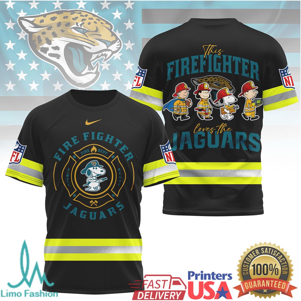 Jacksonville Jaguars Firefighter Snoopy Peanuts NFL Graphic T Shirt - Limotees LLC