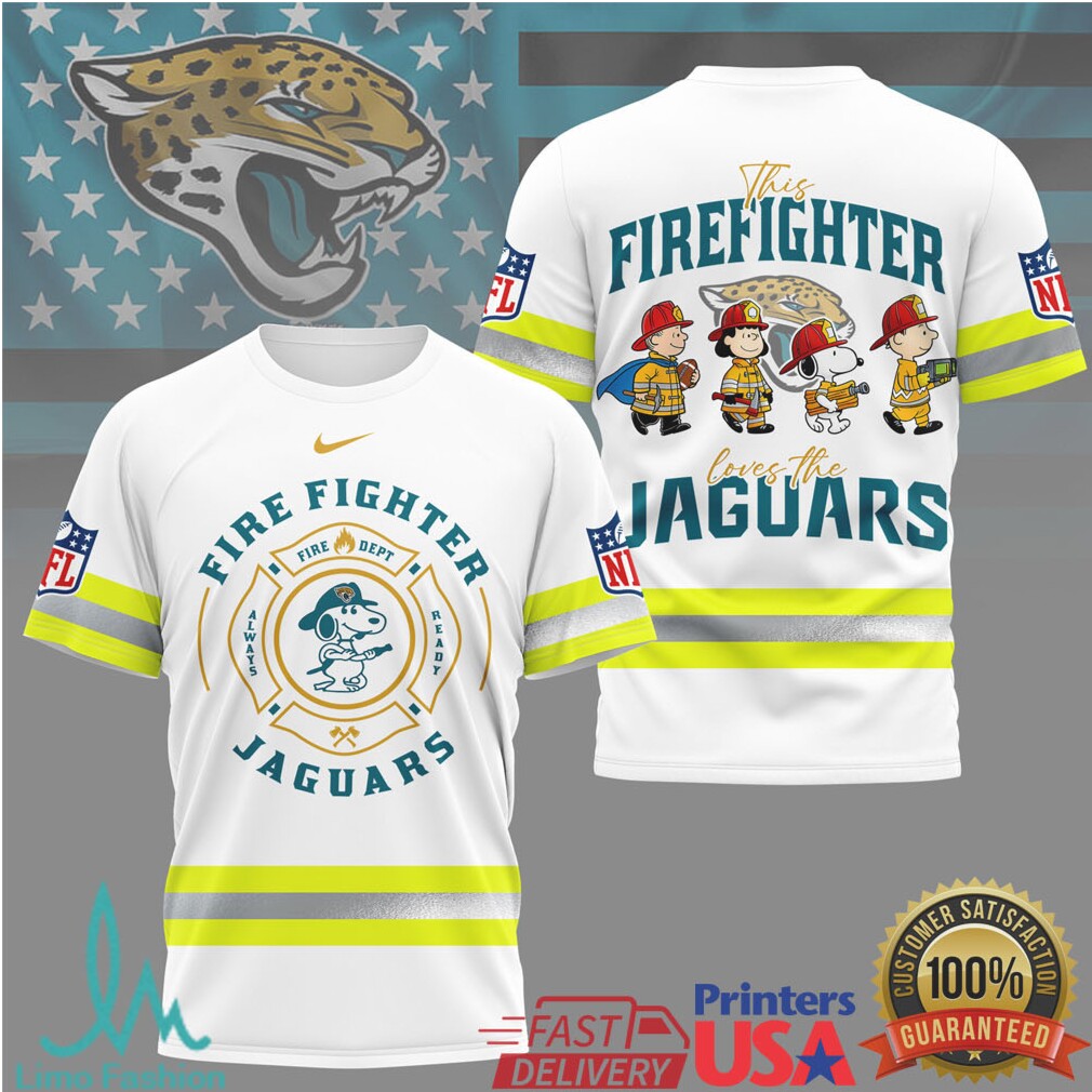Jacksonville Jaguars Firefighter Snoopy Peanuts NFL Graphic T Shirt - Limotees LLC