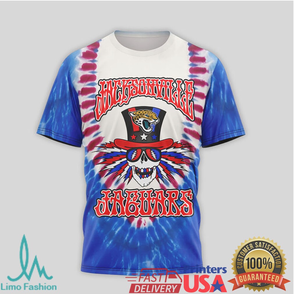Jacksonville Jaguars Grateful Dead Skeleton Patriotic Tie Dye T Shirt - Limotees LLC