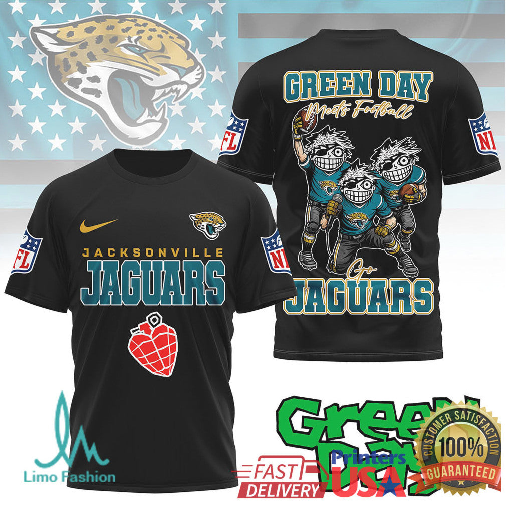 Jacksonville Jaguars Green Day Meets Football Tshirt - Limotees LLC