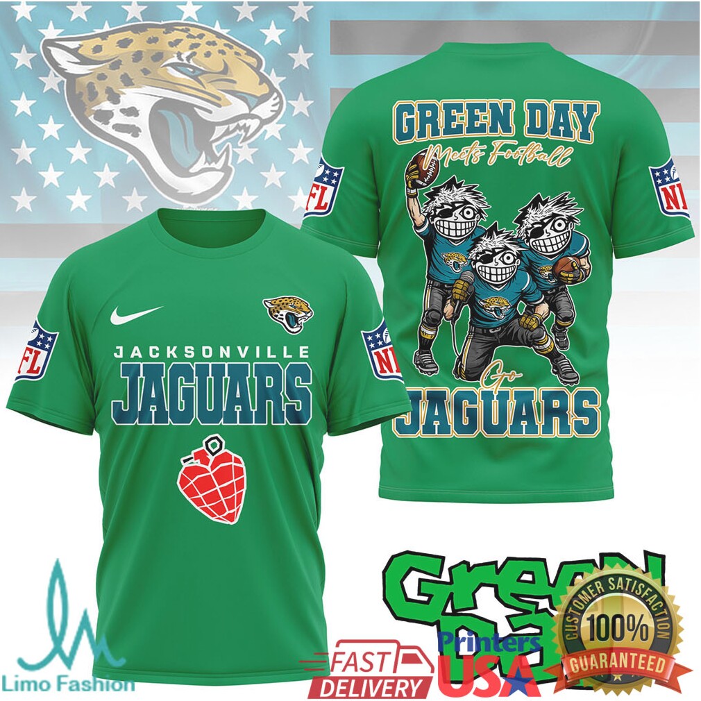 Jacksonville Jaguars Green Day Meets Football Tshirt - Limotees LLC