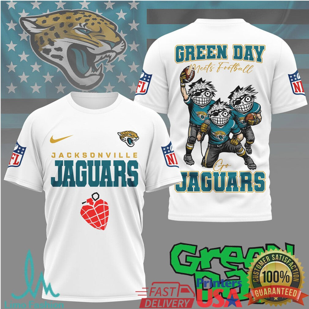 Jacksonville Jaguars Green Day Meets Football Tshirt - Limotees LLC