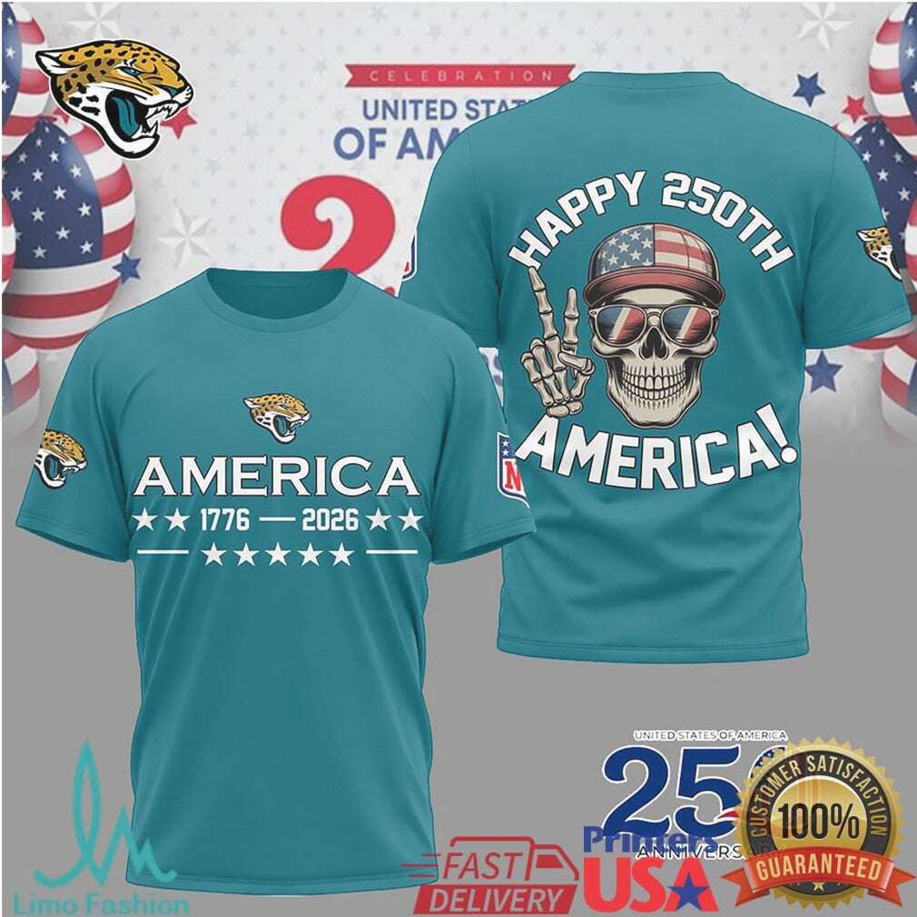 Jacksonville Jaguars Happy 250th Anniversary America 1776 2026 T Shirt - Limotees LLC