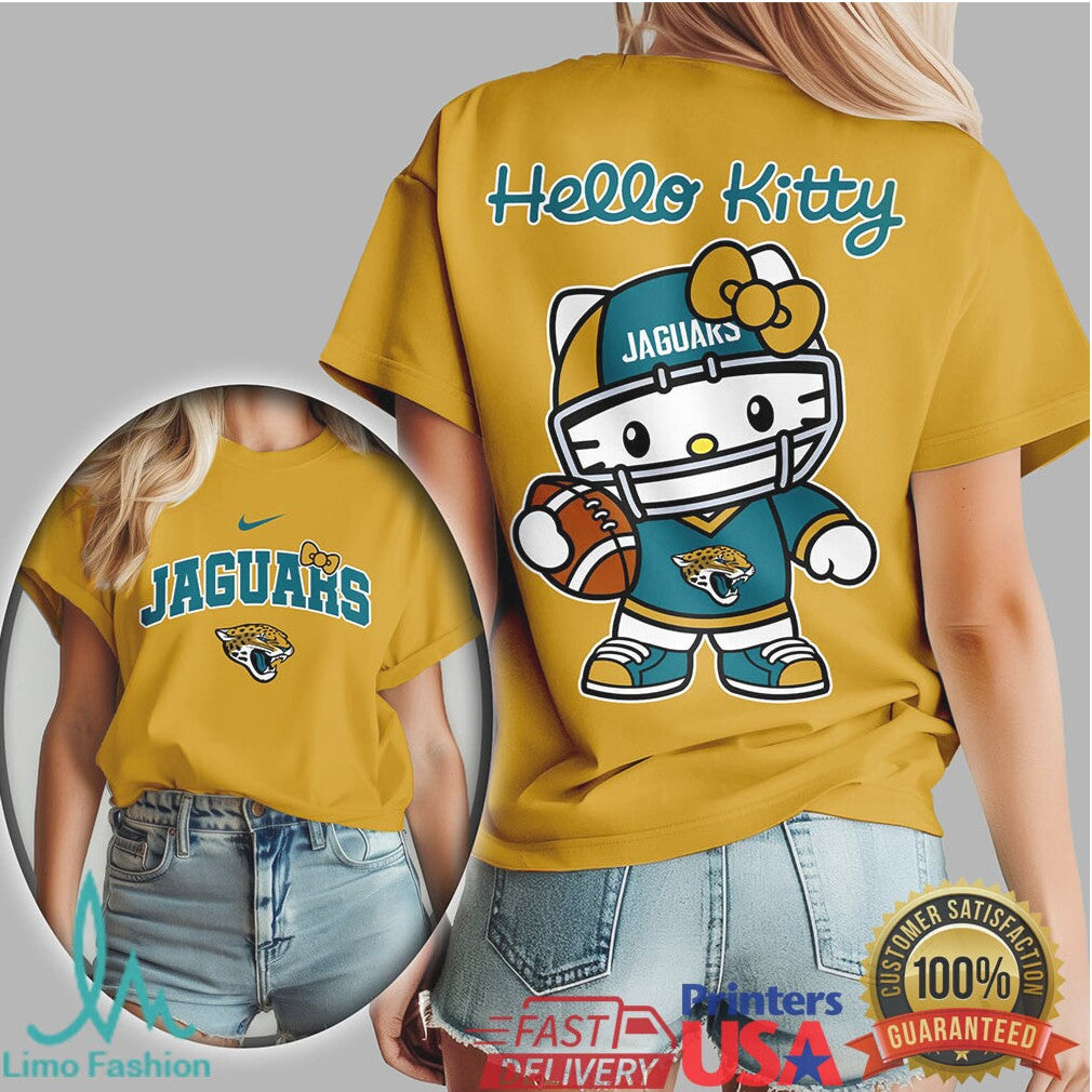 Jacksonville Jaguars Hello Kitty Football Helmet Graphic Tshirt - Limotees LLC