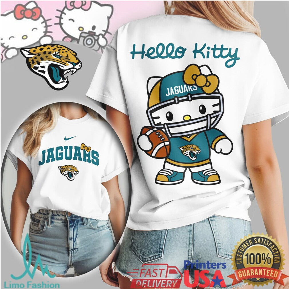 Jacksonville Jaguars Hello Kitty Football Helmet Graphic Tshirt - Limotees LLC