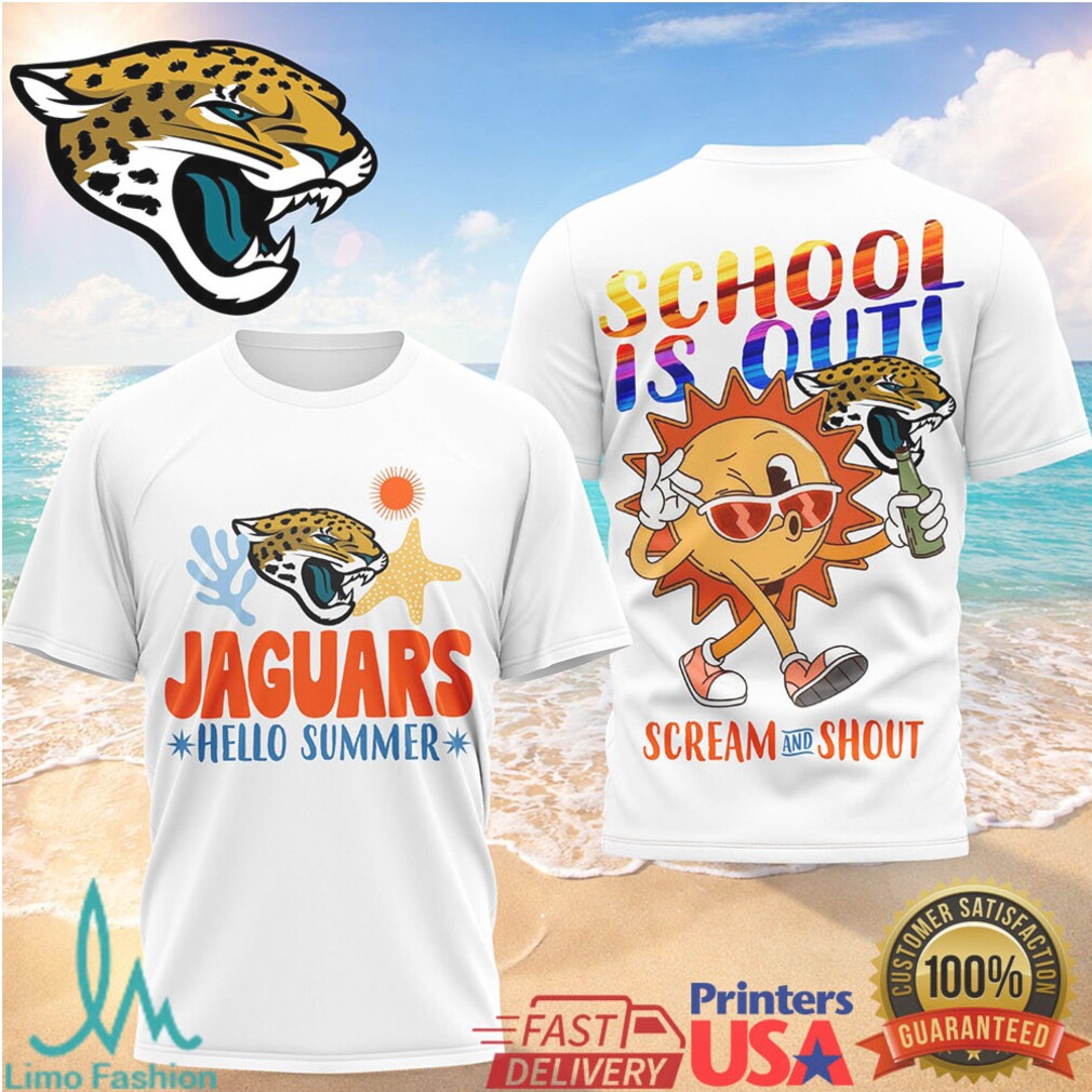 Jacksonville Jaguars Hello Summer Beach T Shirt School's Out Scream & Shout Team Apparel - Limotees LLC