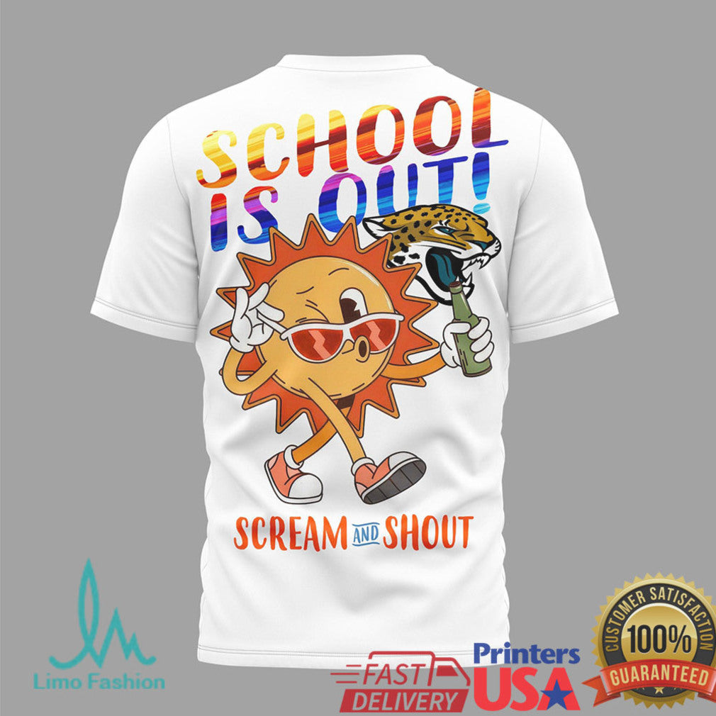 Jacksonville Jaguars Hello Summer Beach T Shirt School's Out Scream & Shout Team Apparel - Limotees LLC