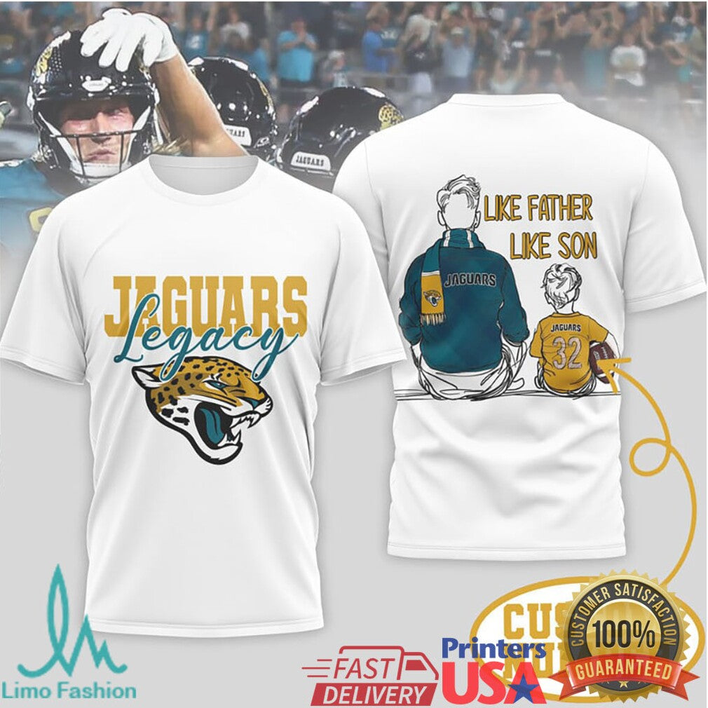 Jacksonville Jaguars Legacy T Shirt Custom Name & Number Football Gear - Limotees LLC