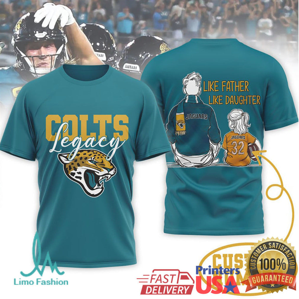 Jacksonville Jaguars Legacy T Shirt Custom Name & Number Football Gear - Limotees LLC