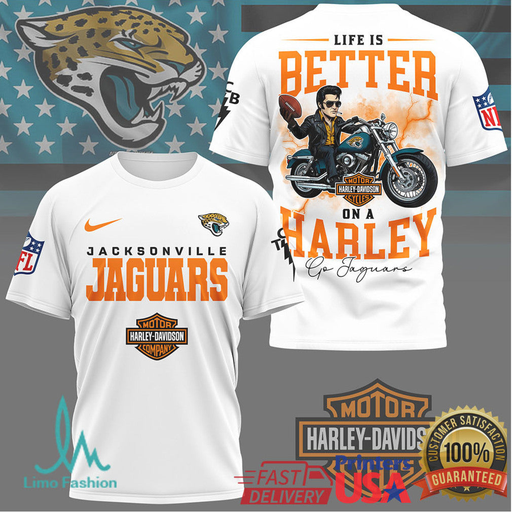 Jacksonville Jaguars Life Is Better On A Harley T Shirt - Limotees LLC