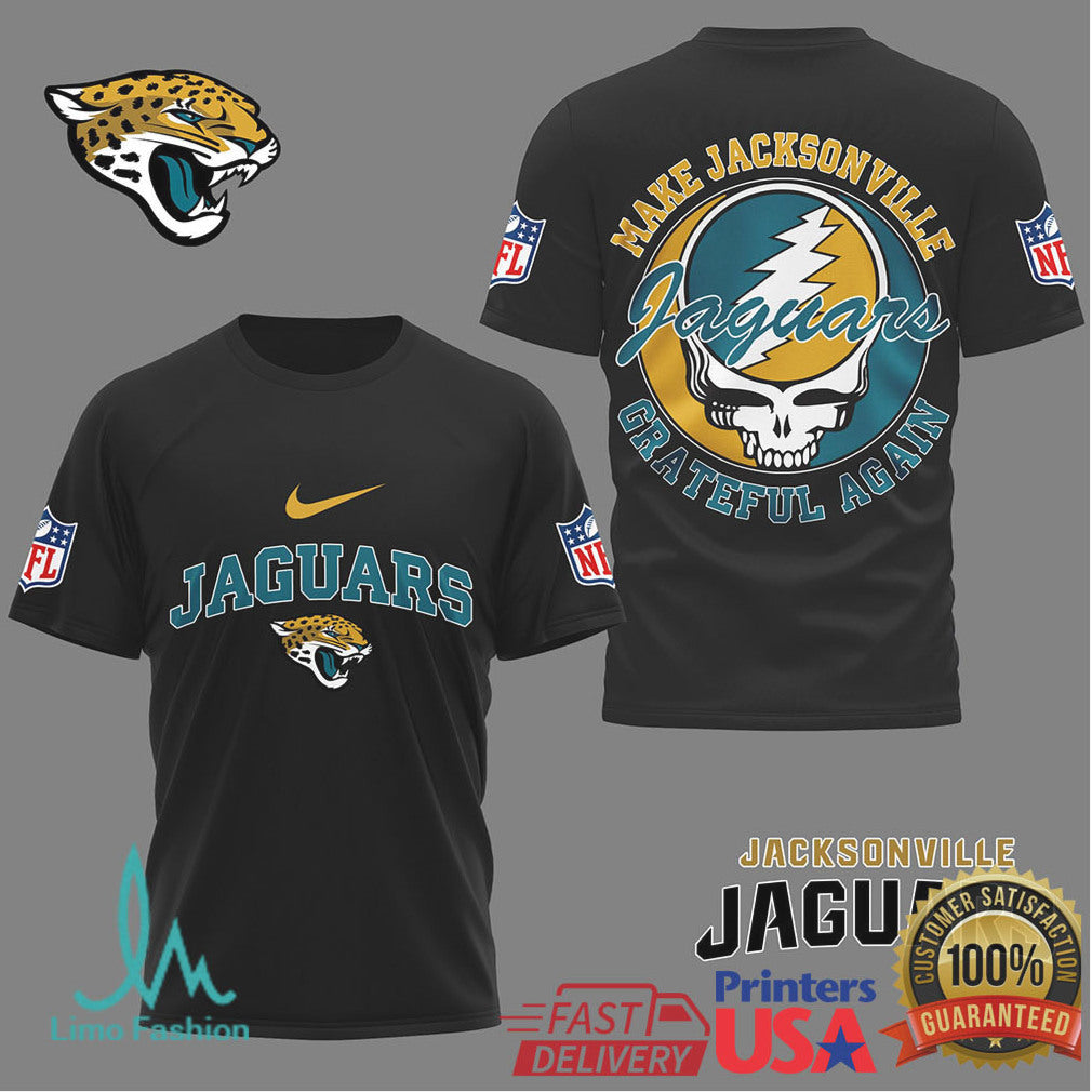 Jacksonville Jaguars Make Jacksonville Grateful Again Deadhead Style Tee - Limotees LLC