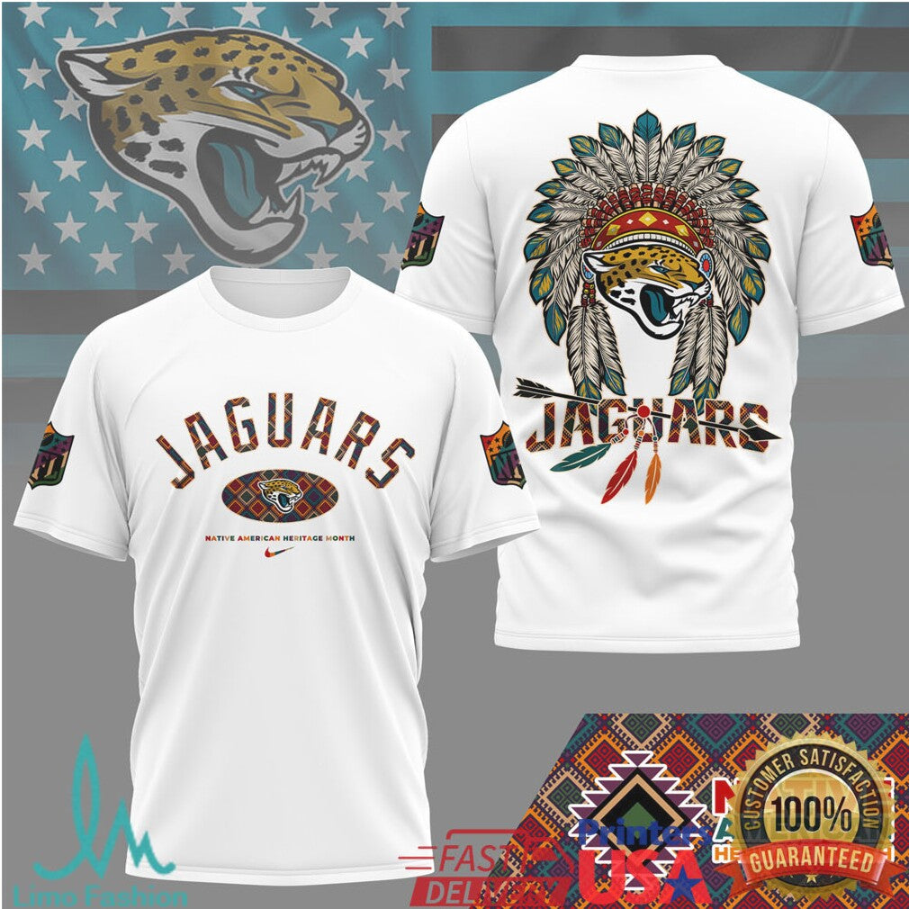 Jacksonville Jaguars Native American Heritage Month Headdress Design T Shirt - Limotees LLC