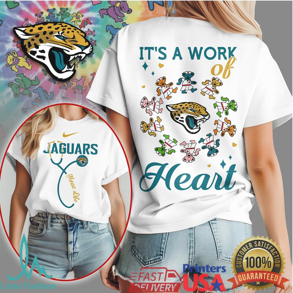 Jacksonville Jaguars Nurse T Shirt It's a Work of Heart Nursing Gear - Limotees LLC