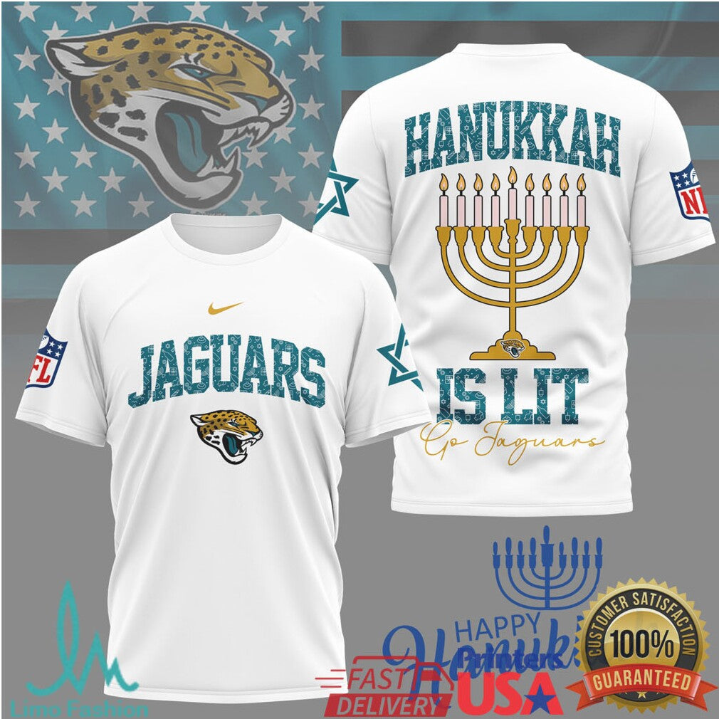 Jacksonville Jaguars Official NFL Happy Hanukkah 3D Shirt - Limotees LLC