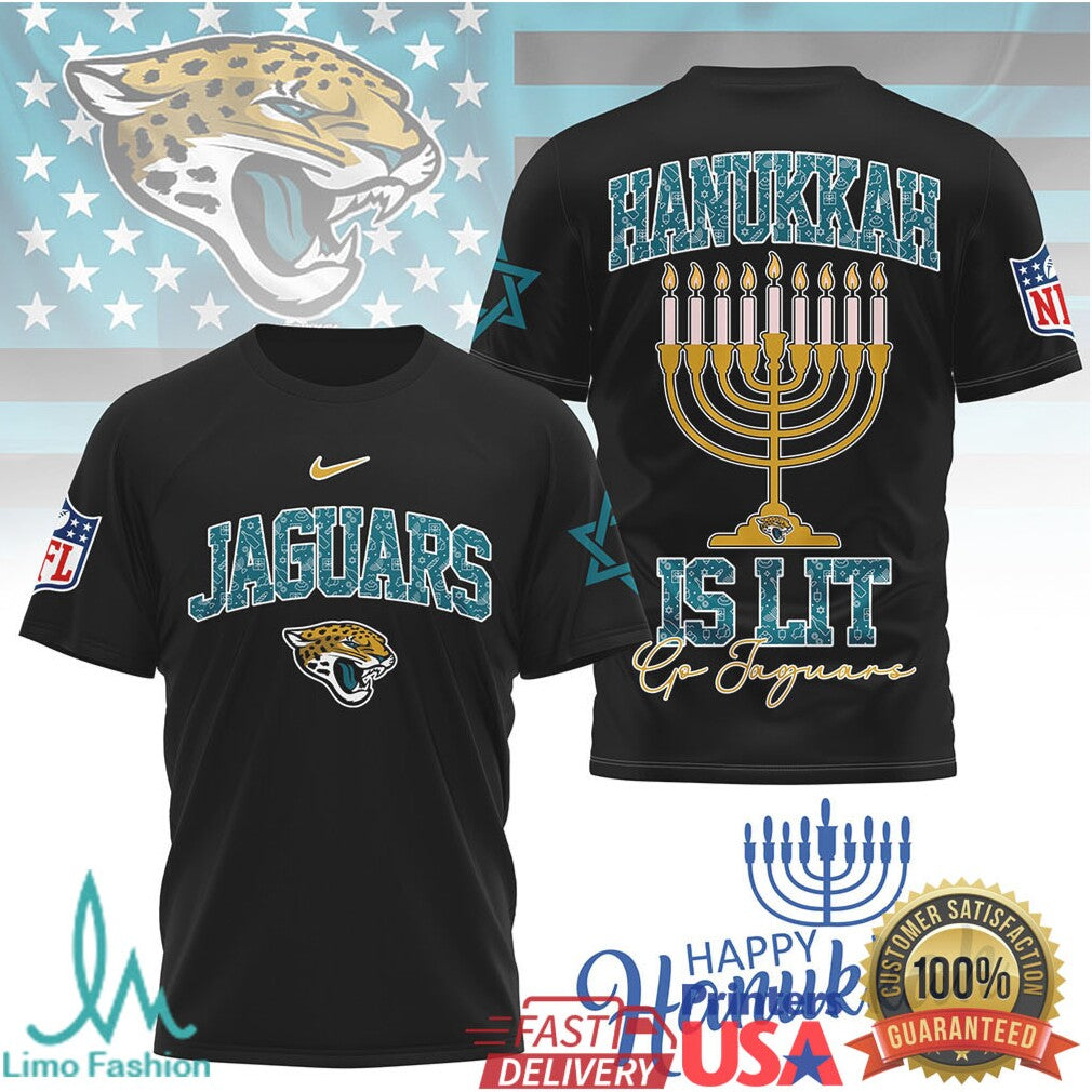 Jacksonville Jaguars Official NFL Happy Hanukkah 3D Shirt - Limotees LLC