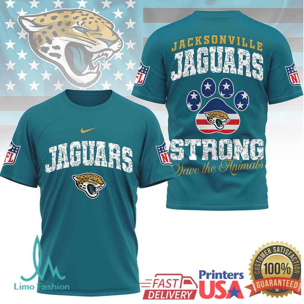 Jacksonville Jaguars Official NFL Save The Animals Fan 3D Shirt - Limotees LLC