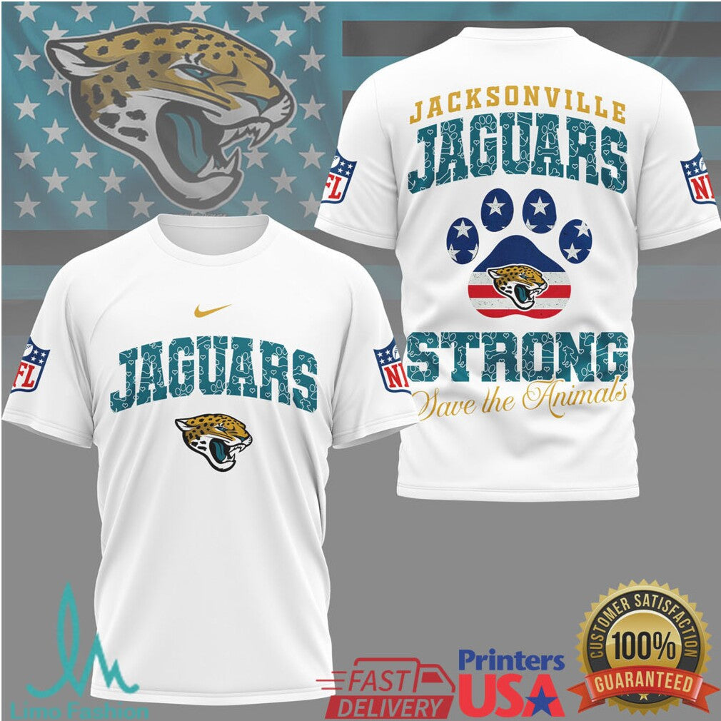 Jacksonville Jaguars Official NFL Save The Animals Fan 3D Shirt - Limotees LLC